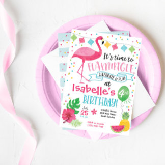 Summer Flamingo Birthday Einladung, Flamingle Einladung