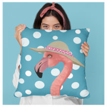 Summer Flamingo | Blue Polka Dots Decorative