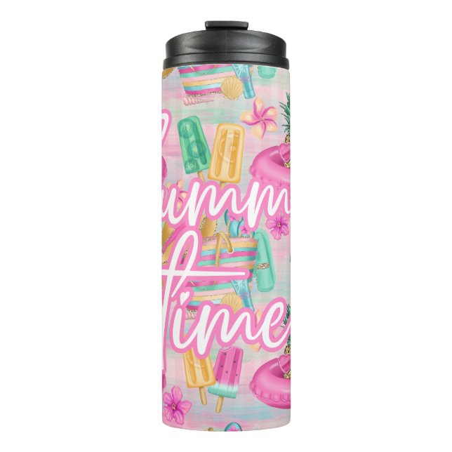 Summer Flamingo Tumbler | Pink Beach Trinkbehälter Thermosbecher (Vorderseite)
