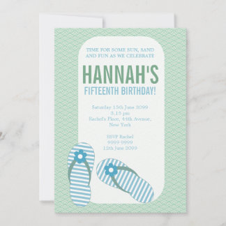 Summer Flip Flops Party Girls Geburtstag einladen Einladung