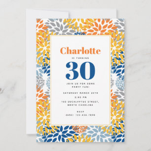 Summer Floral Abstrakt Bright Colors Geburtstag Einladung