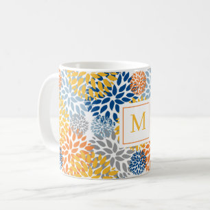 Summer Floral Abstrakt Bright Colors Mit Monogramm Kaffeetasse