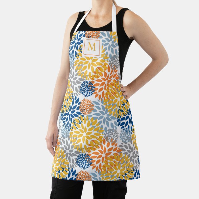 Summer Floral Abstrakt Bright Colors Mit Monogramm Schürze (InSitu)