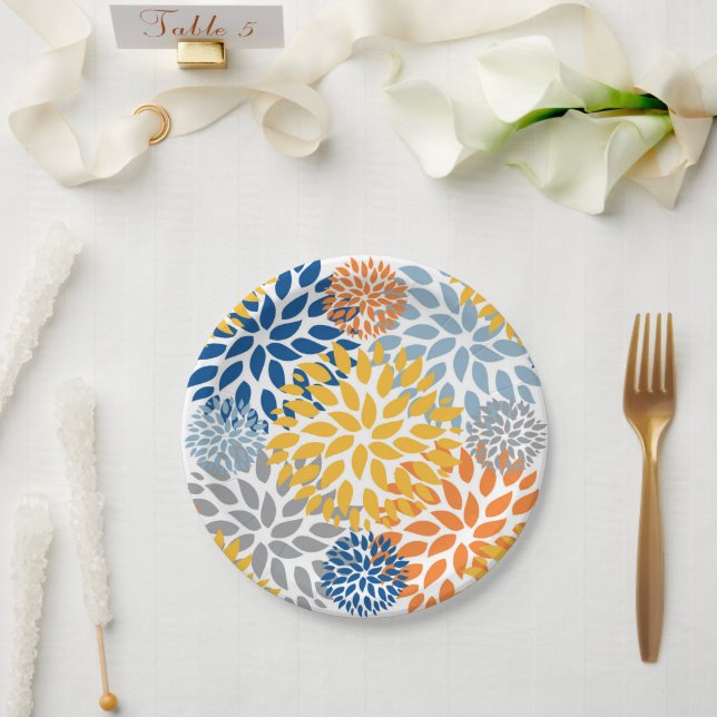 Summer Floral Abstrakt Bright Colors Muster Pappteller (Hochzeit)