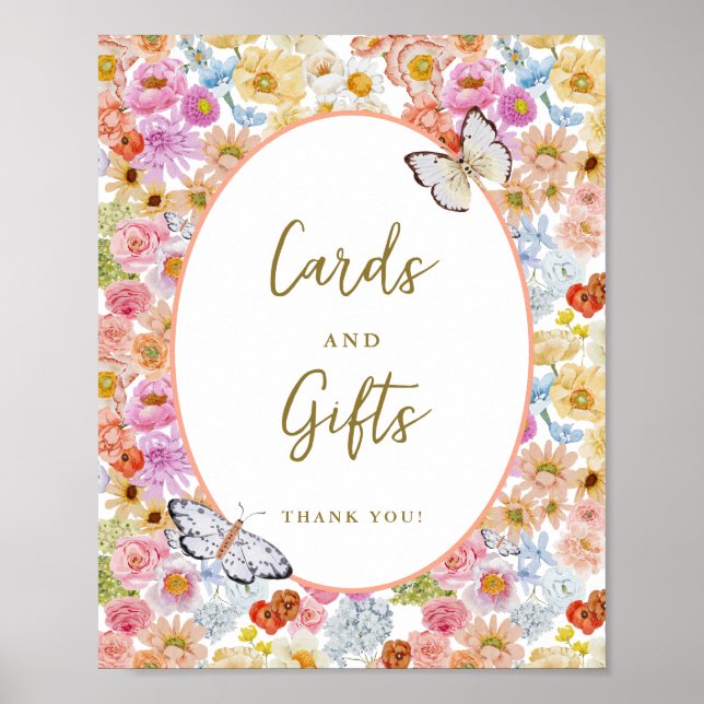 Summer Floral Bloom Butterfly Karten und Geschenkz Poster (Vorne)