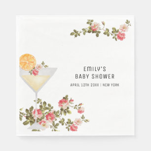 Summer Floral Brunch Bubbly Champagner Baby Dusche Serviette