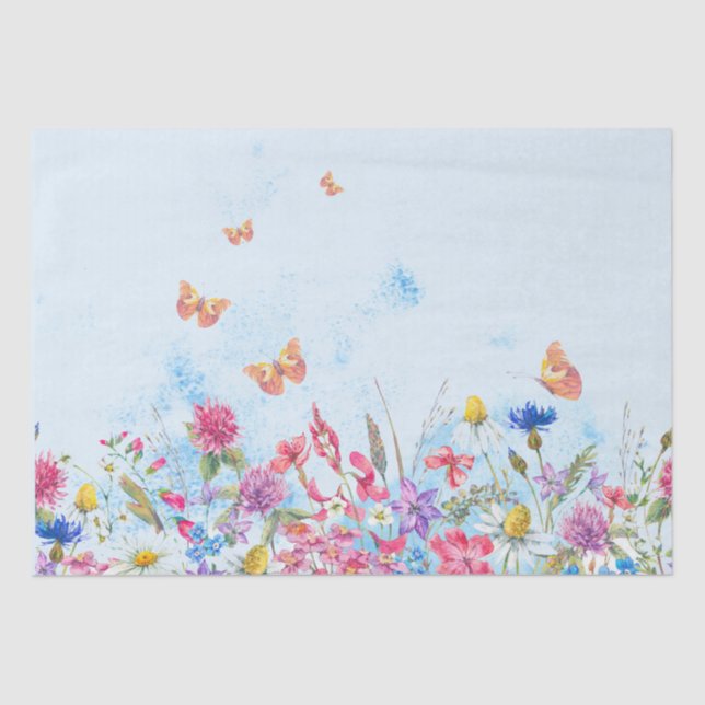 Summer Floral Butterfly Tissue Paper Seidenpapier (Vorderseite)