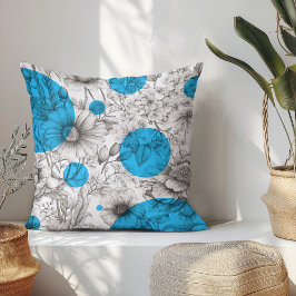 Summer Floral dekorative Cyan Blue Retro Peonies Kissen