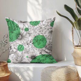 Summer Floral dekoriert Kelly Green Retro Peonies Kissen