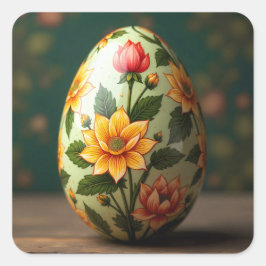Summer Floral Easter Egg Quadratischer Aufkleber