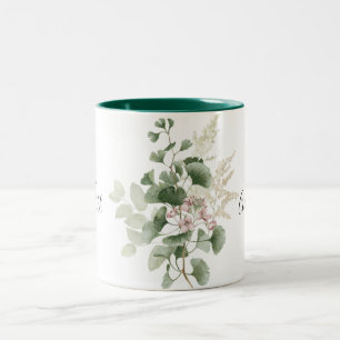 Summer Floral Foliage Mrs. Newlywed Bride Zweifarbige Tasse