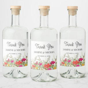 Summer Floral Garden Wildblumen Hochzeit Vielen Da Alkoholflaschenetikett