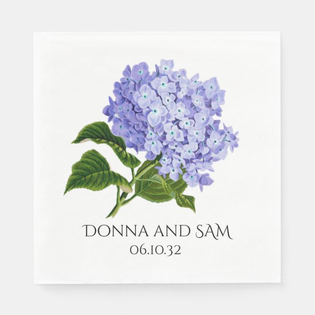 Summer Floral Hydrangea Wedding Cocktail Napkins Serviette (Vorderseite)