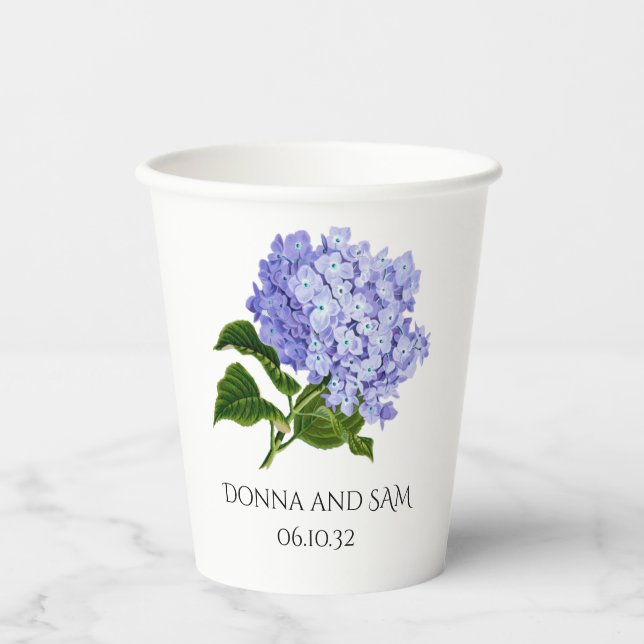 Summer Floral Hydrangea Wedding Paper Cups Pappbecher (Vorderseite)