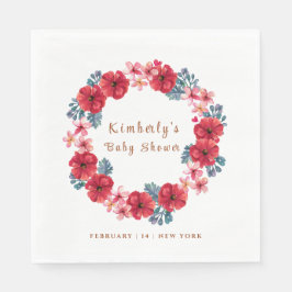 Summer Floral Wreath Baby Dusche Serviette