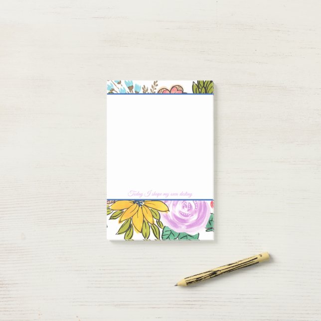 Summer Florals Personalisierte Noten Post-it Klebezettel (Auf Schreibtisch)