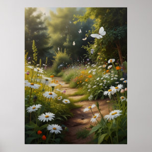 Summer Flower Garden White Blume Poster