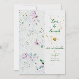 Summer Flowers Watercolor Paper Textured Wedding I Einladung