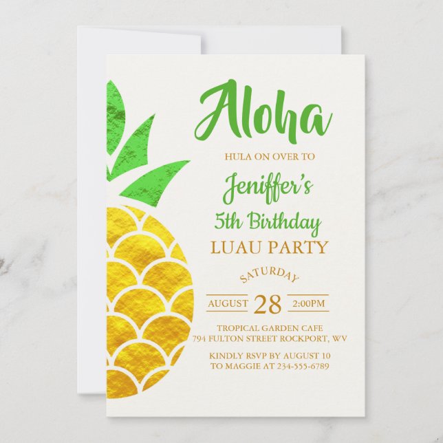 Summer Foil Gold geometrische Ananas | Geburtstag  Einladung (Vorderseite)