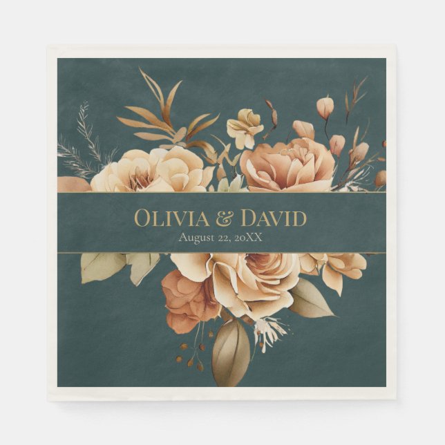 Summer Forest Witch Teal Wedding Napkins Serviette (Vorderseite)