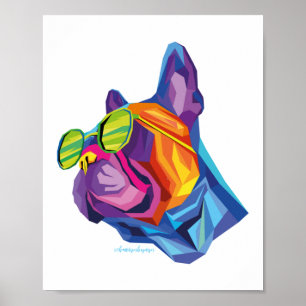 Summer French Bulldog Puppy farbenfroh Poster