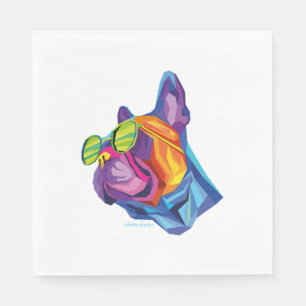 Summer French Bulldog Puppy farbenfroh Serviette