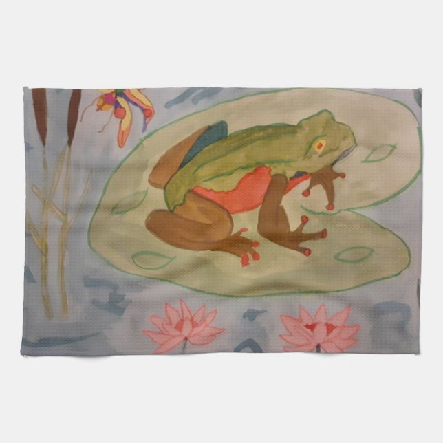 Summer Frog Pond Teetuch Geschirrtuch (Horizontal)