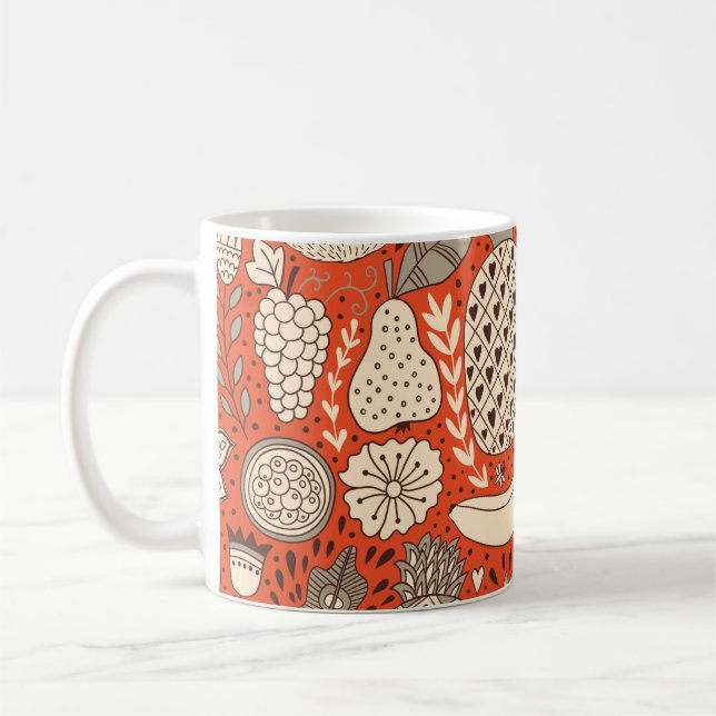 Summer Fruit Doodle Vintag Kaffeetasse (Links)