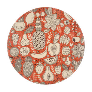Summer Fruit Doodle Vintag Schneidebrett