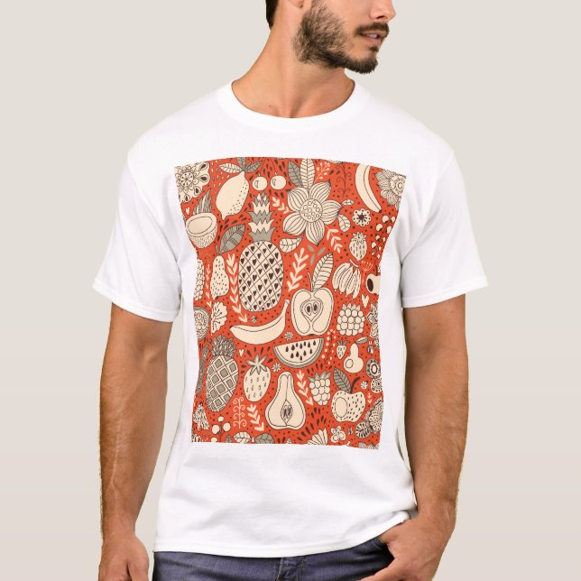 Summer Fruit Doodle Vintag T-Shirt (Vorderseite)