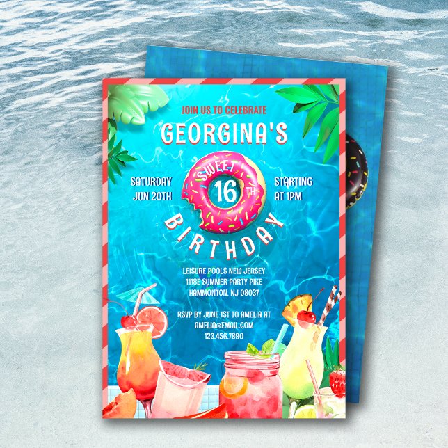Summer Fruit Drinks Sweet 16 Party Geburtstag Einladung (Summer Fruit Drinks Sweet 16 Party Birthday Invitation)