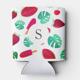 Summer Fruit & Palm Leaf | Monogramm Dosenkühler