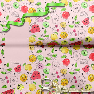 Summer Fruit Pattern   Light Pink Seidenpapier