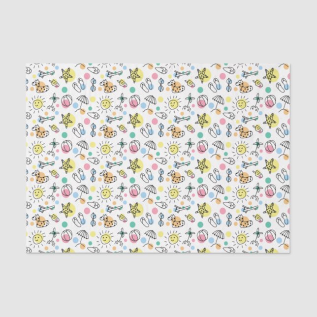 Summer Fun Beach Doodles Dekoupage Seidenpapier (Vorderseite)