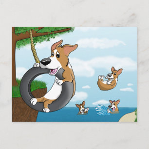 Summer Fun Corgi Postkarte
