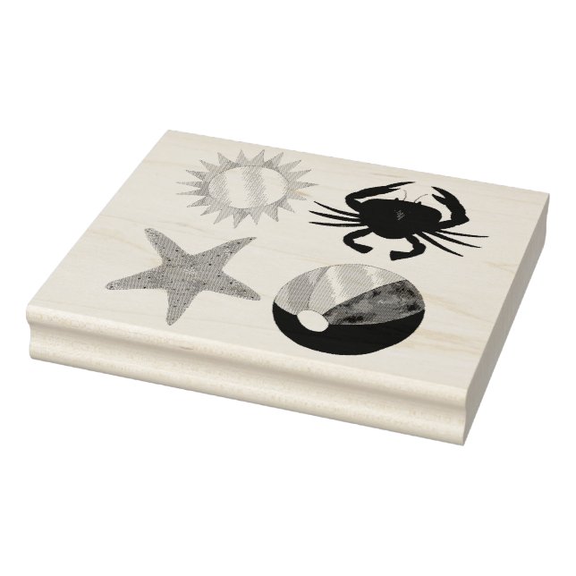 Summer Fun Crab Beach Ball Sunshine Starfish Gummistempel (Stempel)