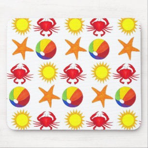 Summer Fun Crab Beach Ball Sunshine Starfish Mousepad