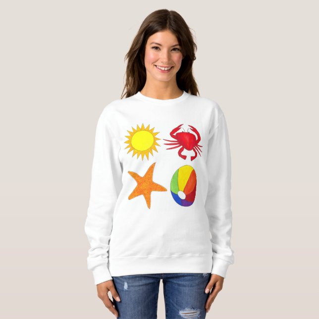 Summer Fun Crab Beach Ball Sunshine Starfish Sweatshirt (Vorne ganz)