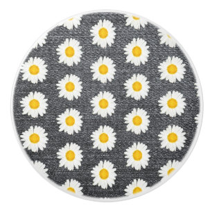 Summer Fun Daisy Blume Muster auf Grau Vintag Keramikknauf