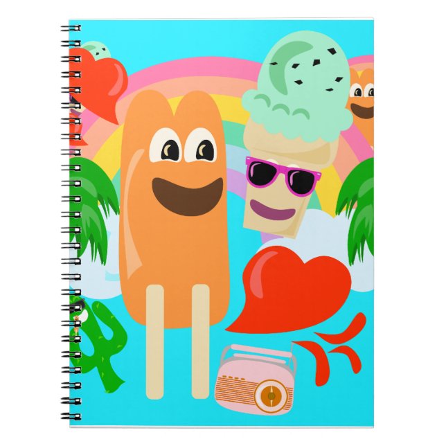 Summer Fun Friends Niedliche Kawaii Cartoon Charak Notizblock (Vorderseite)