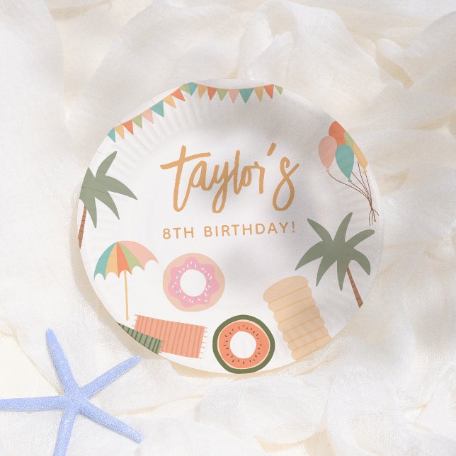 Summer Fun Girl Pool Geburtstagsparty Pappteller (Von Creator hochgeladen)