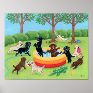 Summer Fun Labradors Poster