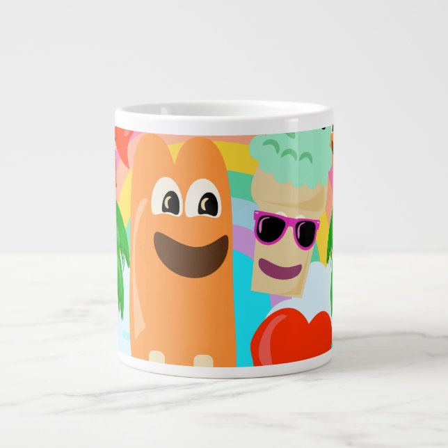 Summer Fun Leckereien Niedlicher Cartoon Joy Jumbo-Tasse (Vorderseite)