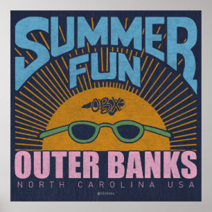Summer Fun OBX Außenbanken North Carolina Vintag Poster