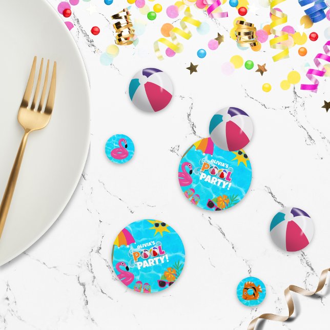 Summer Fun Pool Party Individuelle Name Konfetti (Personalized confetti for the perfect pool party!)