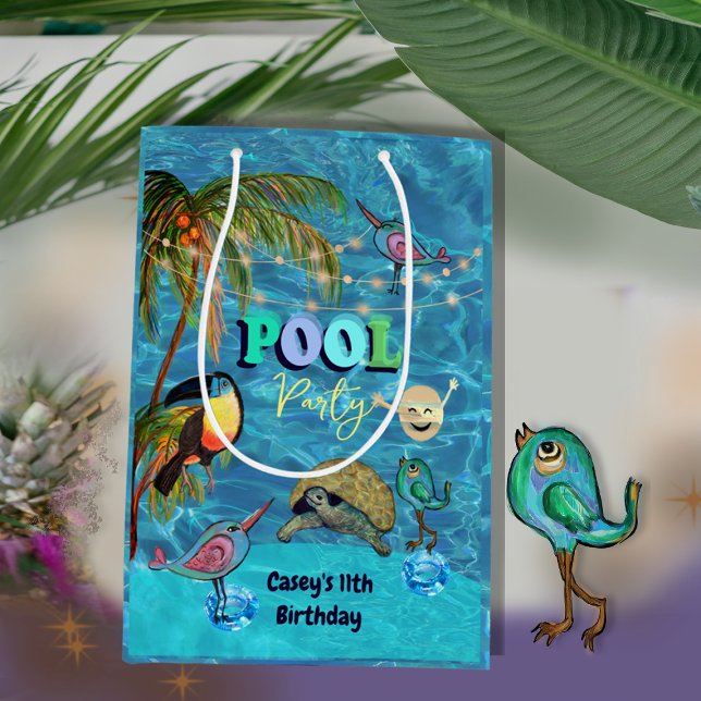 Summer Fun Pool Party Tropical Mittlere Geschenktüte (Summer Fun Pool Party Tropical Medium Gift Bag)