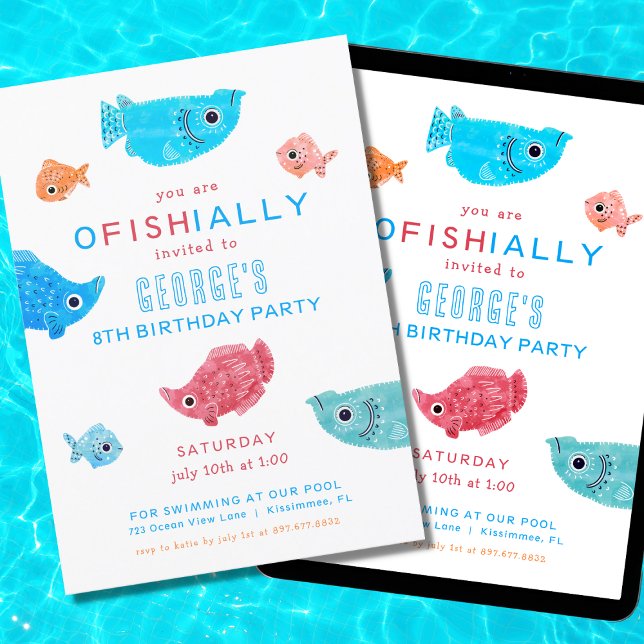 Summer Funky Fish Birthday Pool Party Einladung (Von Creator hochgeladen)