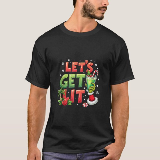 Summer Funny Let s Get Lit Christmas In July Light T-Shirt (Vorderseite)