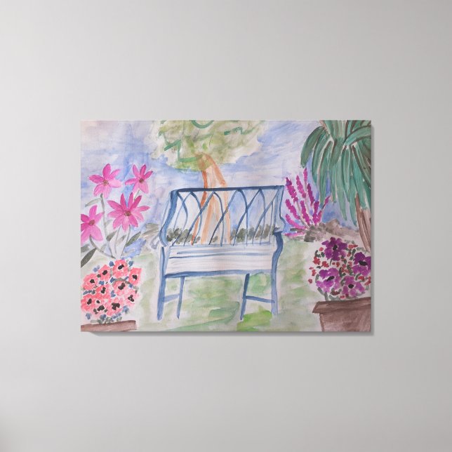 Summer Garden Bench Leinwanddruck (Vorderseite)