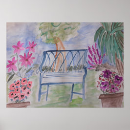 Summer Garden Bench Poster